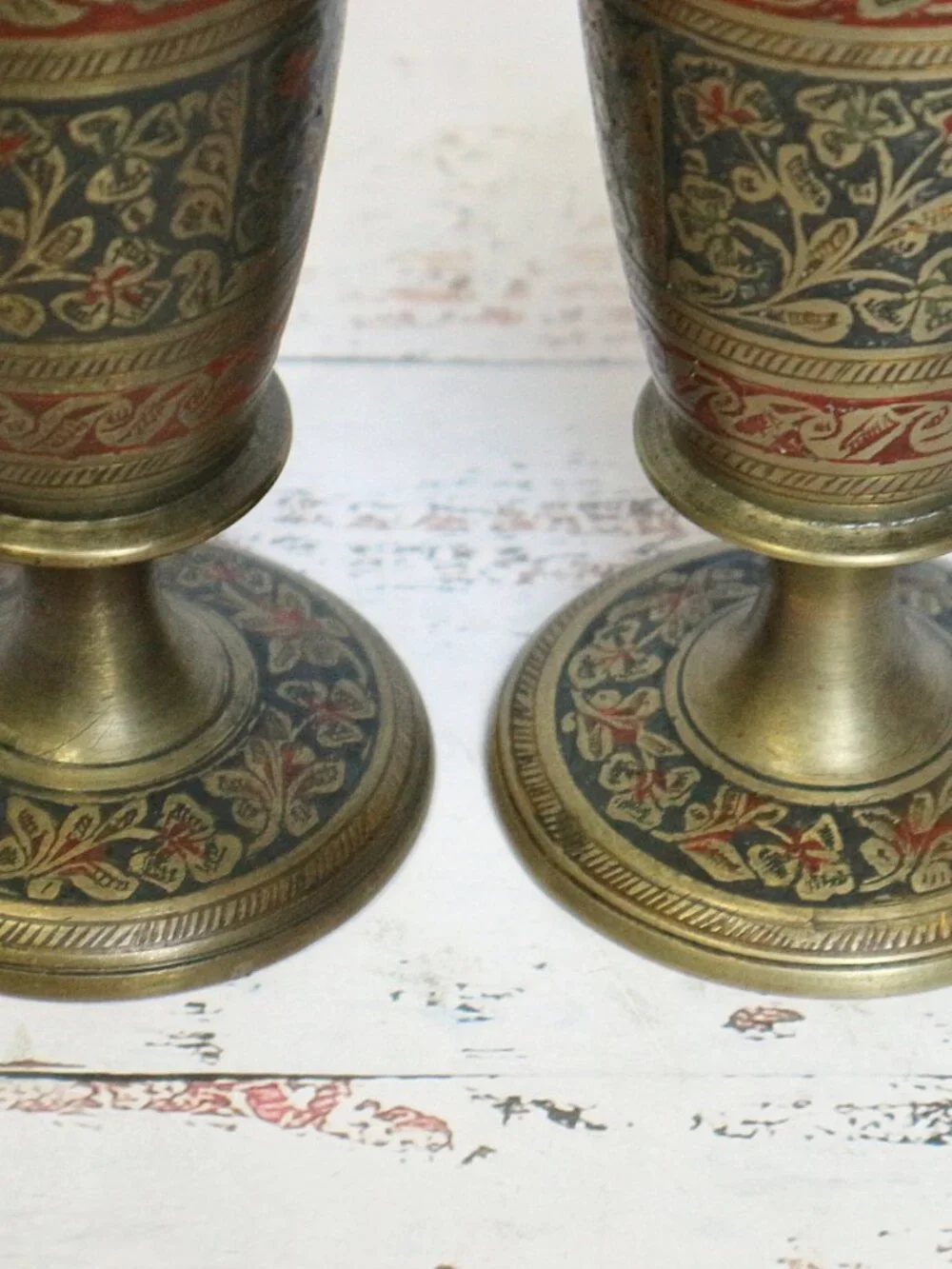 Vintage Brass Vases or Candlestick Set (6